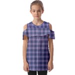 Purple Plaid Tartan 1 Fold Over Open Sleeve Top