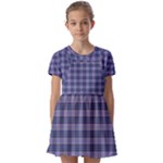 Purple Plaid Tartan 1 Kids  Short Sleeve Pinafore Style Dress