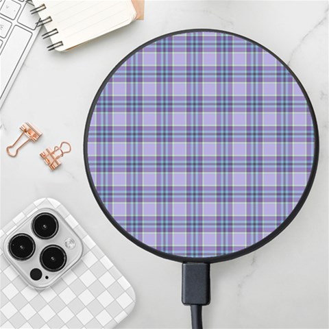 Purple Plaid Tartan 1 Wireless Fast Charger(Black) from ArtsNow.com