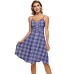 Purple Plaid Tartan 1 Sleeveless Tie Front Chiffon Dress