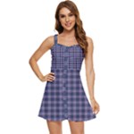 Purple Plaid Tartan 1 Ruffle Edge Bra Cup Chiffon Mini Dress