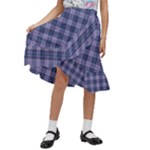 Purple Plaid Tartan 1 Kids  Ruffle Flared Wrap Midi Skirt