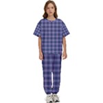 Purple Plaid Tartan 1 Kids  T-Shirt and Pants Sports Set