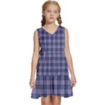 Purple Plaid Tartan 1 Kids  Sleeveless Tiered Mini Dress