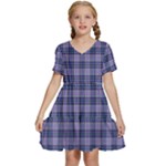 Purple Plaid Tartan 1 Kids  Short Sleeve Tiered Mini Dress