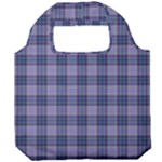 Purple Plaid Tartan 1 Foldable Grocery Recycle Bag