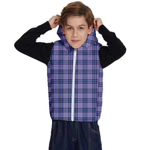 Purple Plaid Tartan 1 Kids  Stylish Hooded Puffer Vest from ArtsNow.com