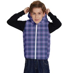 Purple Plaid Tartan 1 Kids  Stylish Hooded Puffer Vest from ArtsNow.com