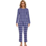 Purple Plaid Tartan 1 Womens  Long Sleeve Lightweight Pajamas Set