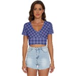 Purple Plaid Tartan 1 V-Neck Crop Top