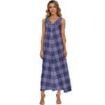 Purple Plaid Tartan 1 V-Neck Sleeveless Wide Leg Pants Overalls