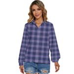 Purple Plaid Tartan 1 Women s Long Sleeve Button Up Shirt