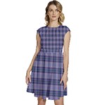 Purple Plaid Tartan 1 Cap Sleeve High Waist Dress