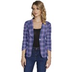 Purple Plaid Tartan 1 Women s One-Button 3/4 Sleeve Short Jacket