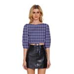 Purple Plaid Tartan 1 Mid Sleeve Drawstring Hem Top