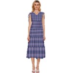 Purple Plaid Tartan 1 V-Neck Drawstring Shoulder Sleeveless Maxi Dress