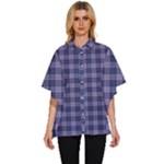 Purple Plaid Tartan 1 Women s Batwing Button Up Shirt