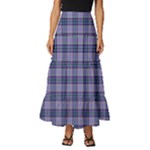 Purple Plaid Tartan 1 Tiered Ruffle Maxi Skirt