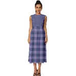 Purple Plaid Tartan 1 Sleeveless Round Neck Midi Dress