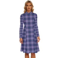 Long Sleeve Shirt Collar A-Line Dress 