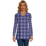 Purple Plaid Tartan 1 Long Sleeve Drawstring Hooded Top