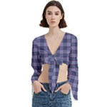 Purple Plaid Tartan 1 Trumpet Sleeve Cropped Top