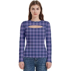 Purple Plaid Tartan 1 Women s Cut Out Long Sleeve T