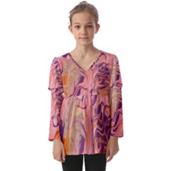 Kids  V Neck Casual Top 