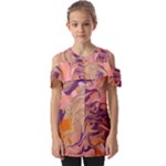 Pink ribbon Fold Over Open Sleeve Top