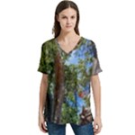 Patagonian Forest Trees Close-up, Rio Negro Province, Patagonia, Argentina V-Neck Split Shoulder Casual T-Shirt