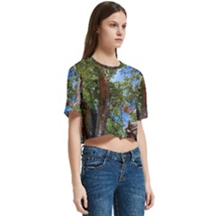 Women s Round Neck Short Sleeve Crop Top 