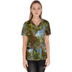 Patagonian Forest Trees Close-up, Rio Negro Province, Patagonia, Argentina Women s V-Neck Scrub Top