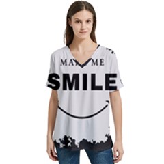 V-Neck Split Shoulder Casual T-Shirt 