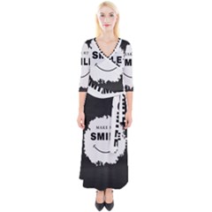 Quarter Sleeve Wrap Maxi Dress 