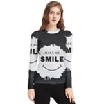 Black And White Simple Make Me Smile T Shirt 20250203 014057 0000 Women s Long Sleeve Rash Guard