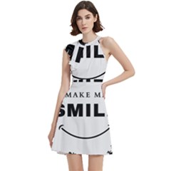 Cocktail Party Halter Sleeveless Dress With Pockets 