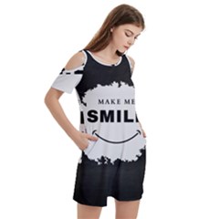 Women s Cold Shoulder Round Neck Mini Dress 