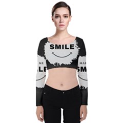 Velvet Long Sleeve Crop Top 