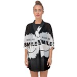 Black And White Simple Make Me Smile T Shirt 20250203 014057 0000 Half Sleeve Chiffon Kimono