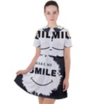 Black And White Simple Make Me Smile T Shirt 20250203 014057 0000 Short Sleeve Shoulder Cut Out Dress 