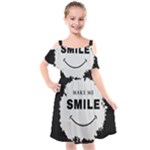 Black And White Simple Make Me Smile T Shirt 20250203 014057 0000 Kids  Cut Out Shoulders Chiffon Dress