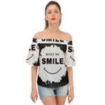 Black And White Simple Make Me Smile T Shirt 20250203 014057 0000 Off Shoulder Short Sleeve Top