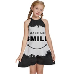 Kids  Halter Collar Waist Tie Chiffon Dress 