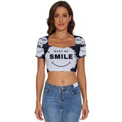 Short Sleeve Square Neckline Crop Top  