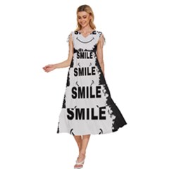 V-Neck Drawstring Shoulder Sleeveless Maxi Dress 