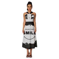 Sleeveless Cross Front Cocktail Midi Chiffon Dress 