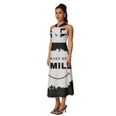 Sleeveless Cross Front Cocktail Midi Chiffon Dress 