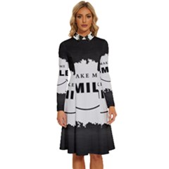 Long Sleeve Shirt Collar A-Line Dress 