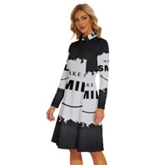 Long Sleeve Shirt Collar A-Line Dress 