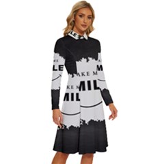 Long Sleeve Shirt Collar A-Line Dress 